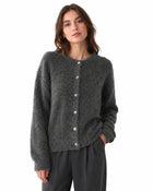 Women's Single-Breasted Knit Cardigan - Dark Grey