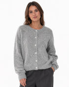 Women's Single-Breasted Knit Cardigan - Light Grey