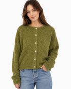 Women's Single-Breasted Knit Cardigan - Green