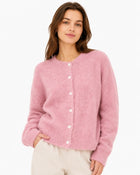 Women's Single-Breasted Knit Cardigan - Rose Pink