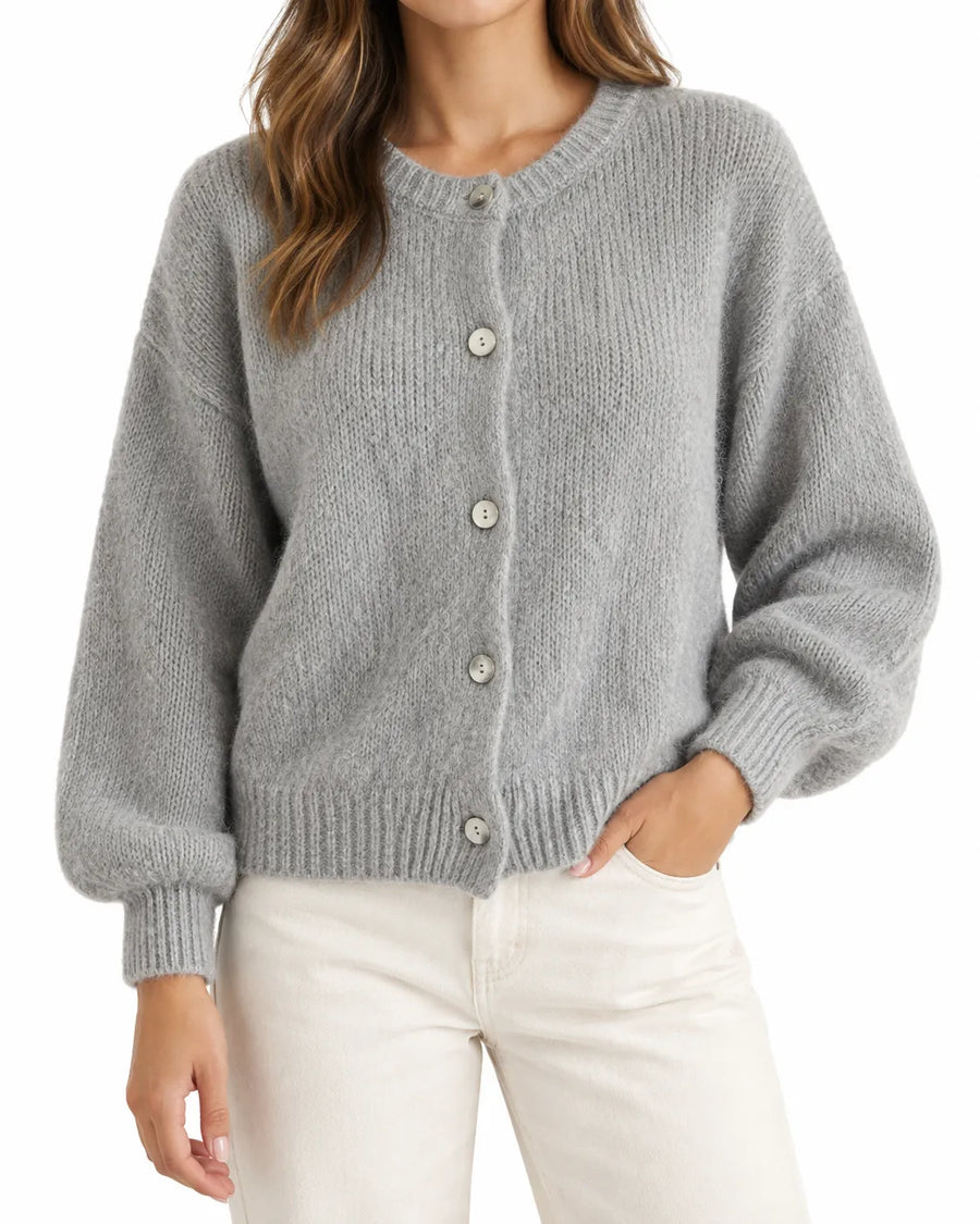 Cardigan femme coloris macaron col rond