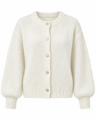 Women's Buttoned Round-Neck Cardigan - Off-White