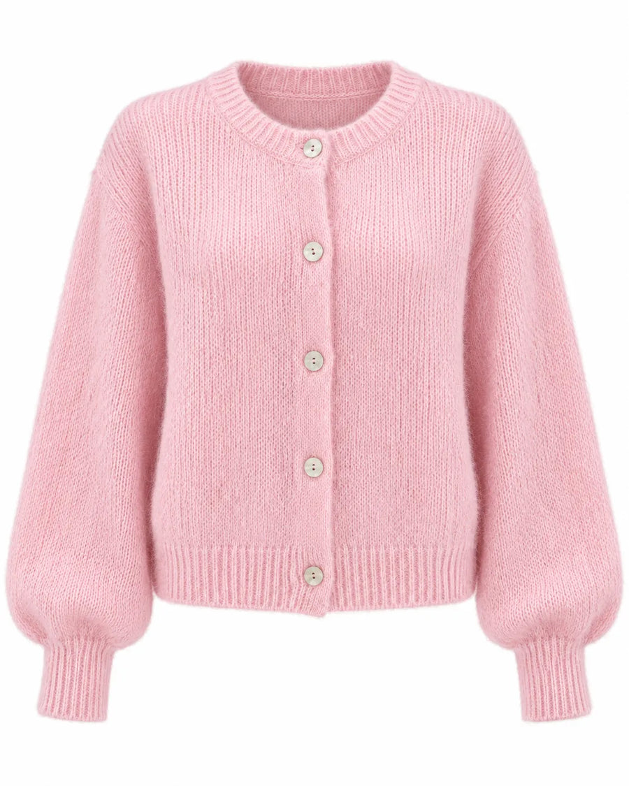 Cardigan femme coloris macaron col rond