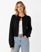 Women's Buttoned Knit Cardigan - Black