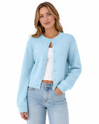 Women's Buttoned Knit Cardigan - Light Blue