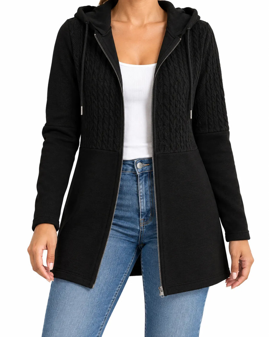 Cardigan Femme Long à Capuche Zippé – vue produit 2