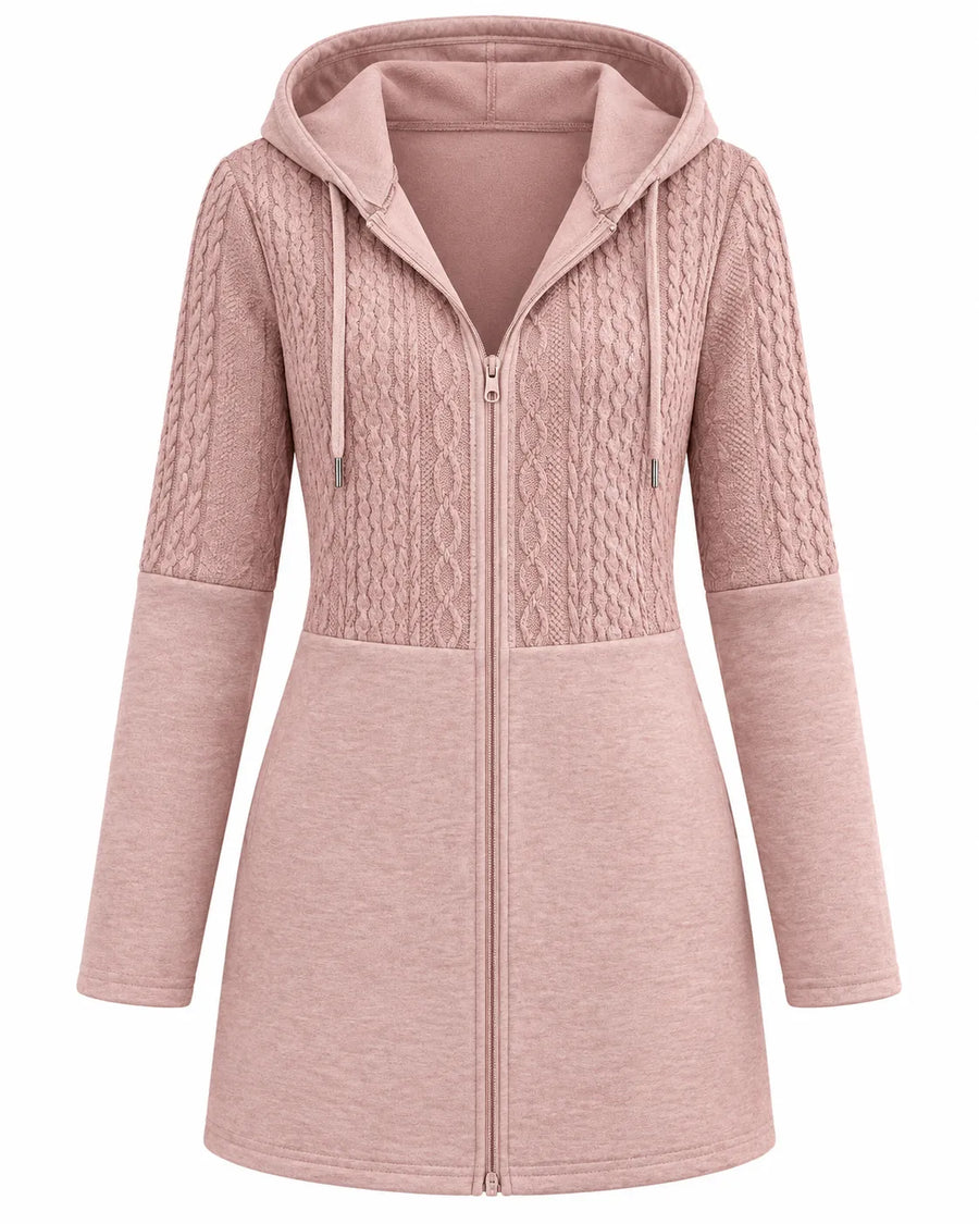 Cardigan Femme Long à Capuche Zippé – vue produit 6