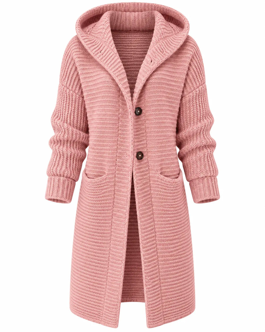 Cardigan Femme Maille Épaisse Longue à Capuche – vue produit 2