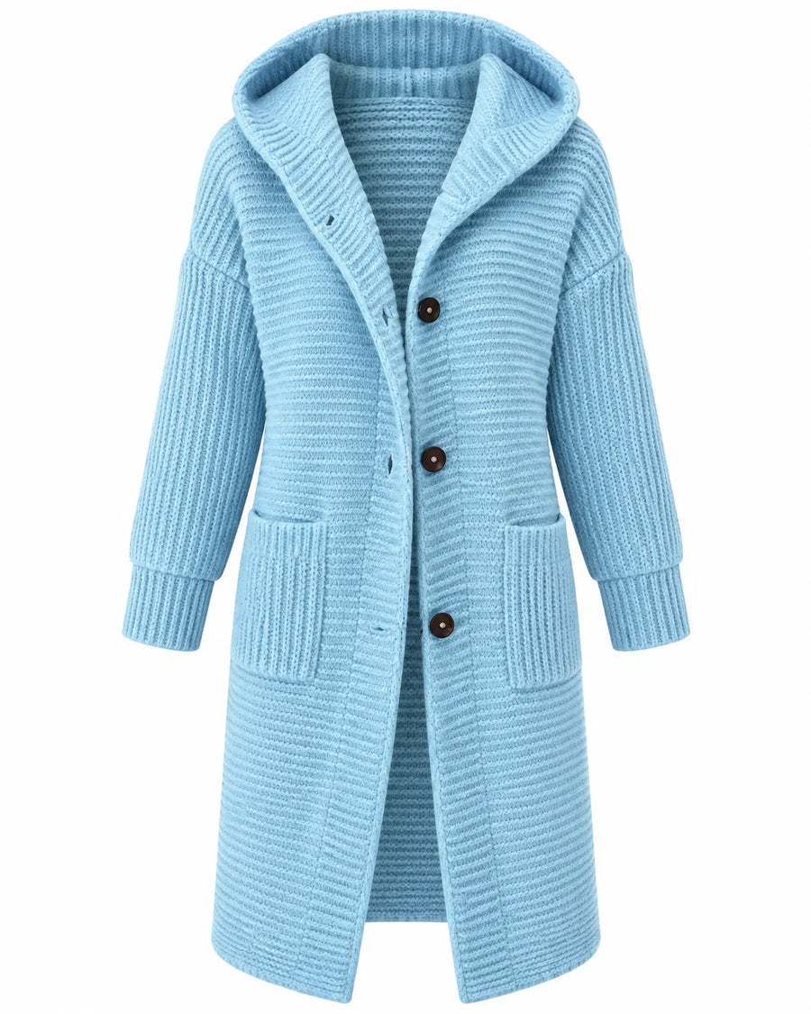 Cardigan Femme Maille Épaisse Longue à Capuche – vue produit 4