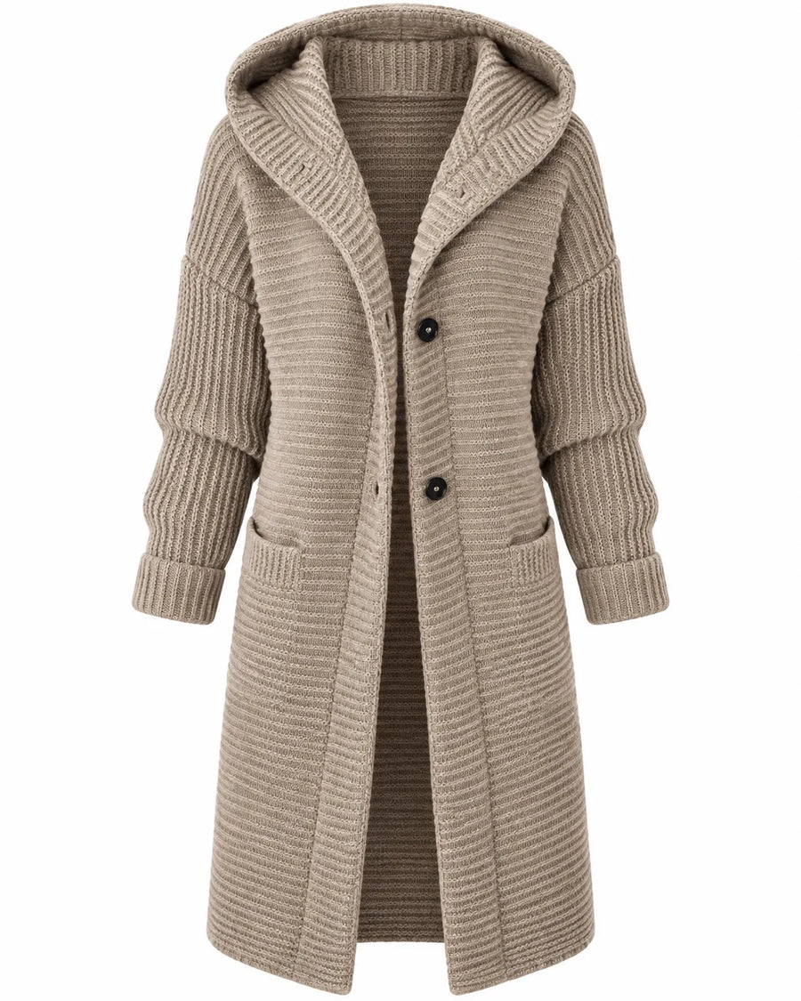 Cardigan Femme Maille Épaisse Longue à Capuche – vue produit 5