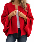 Women's Oversized Fine-Knit Cardigan - Red