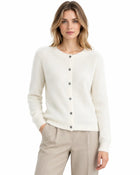 Women's Oversized Buttoned Merino Wool Cardigan - White