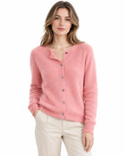 Women's Oversized Buttoned Merino Wool Cardigan - Light Pink