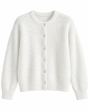 Cardigan Laine Femme Boutons Nacre Col Rond
