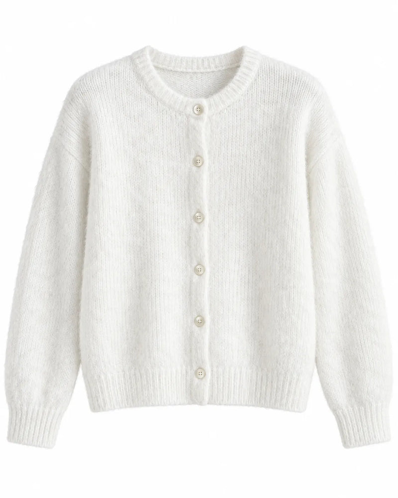 Cardigan Laine Femme Boutons Nacre Col Rond