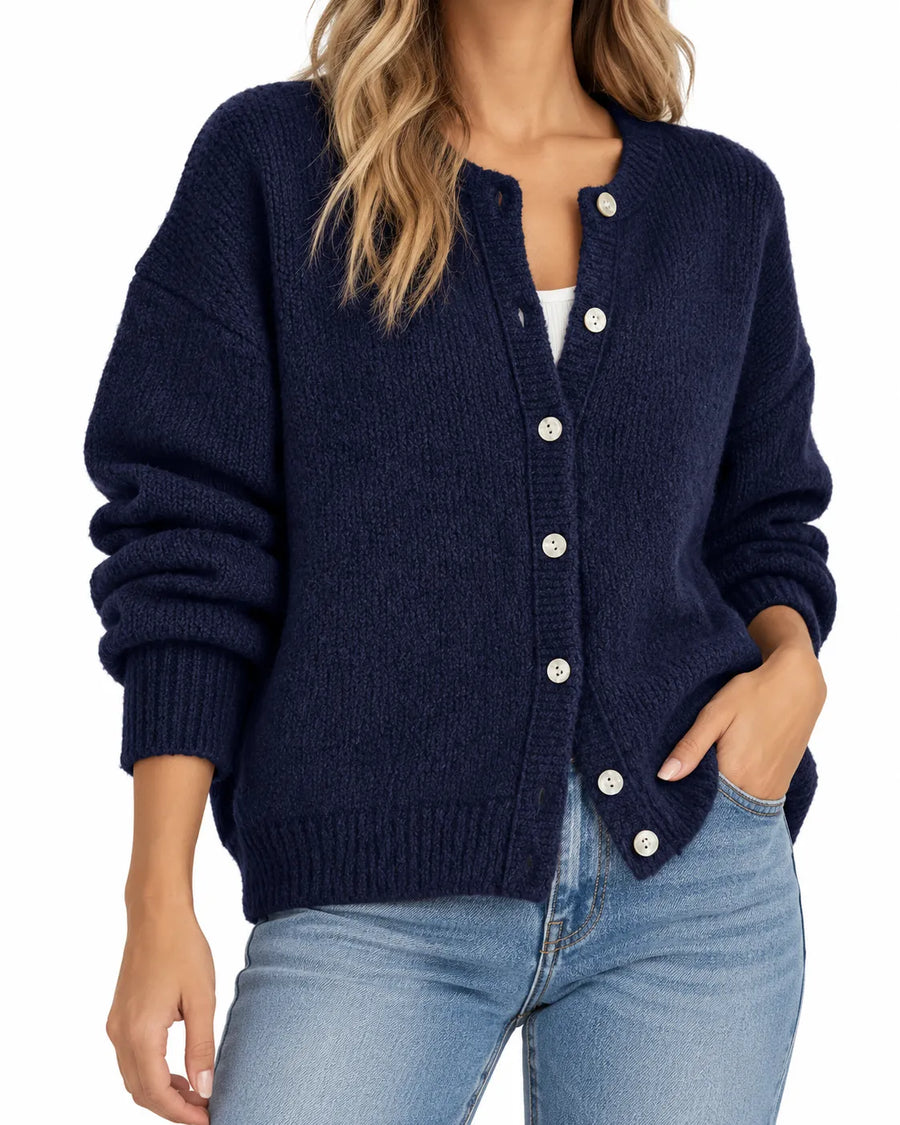 Cardigan Long Femme Col V Boutonné