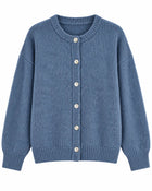 Women's Long Buttoned V-Neck Cardigan - Navy