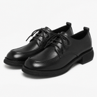 Women's Black Derby Shoes – Flat Lace-Up City Shoes - Black