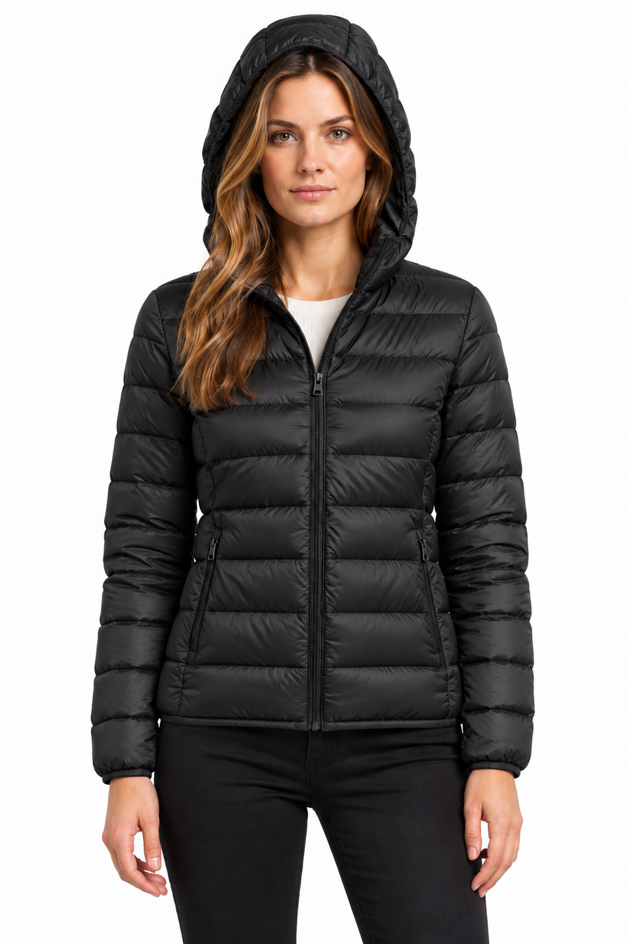 Doudoune à Capuche Femme - Légère Compressible Poches Zippées – vue produit 2