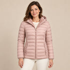 Women's Lightweight Puffer Jacket – Fixed Hood Side Pockets - Pink