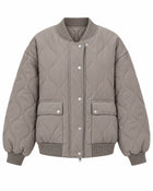 Women's Quilted Jacket – Buttoned High Collar - Grey