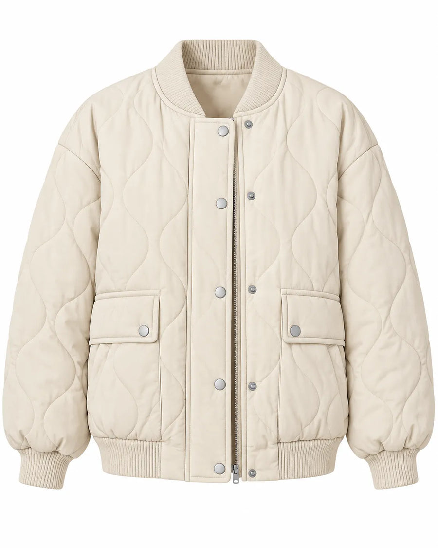 Veste Matelassée Femme Col Montant Boutonnée