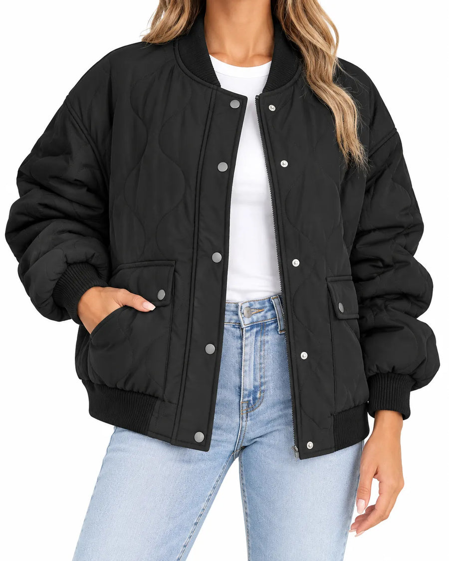 Veste Matelassée Femme Col Montant Boutonnée