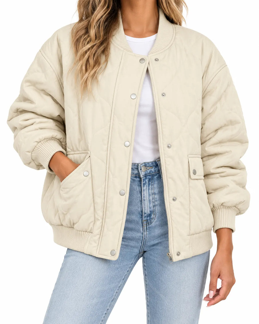 Veste Matelassée Femme Col Montant Boutonnée