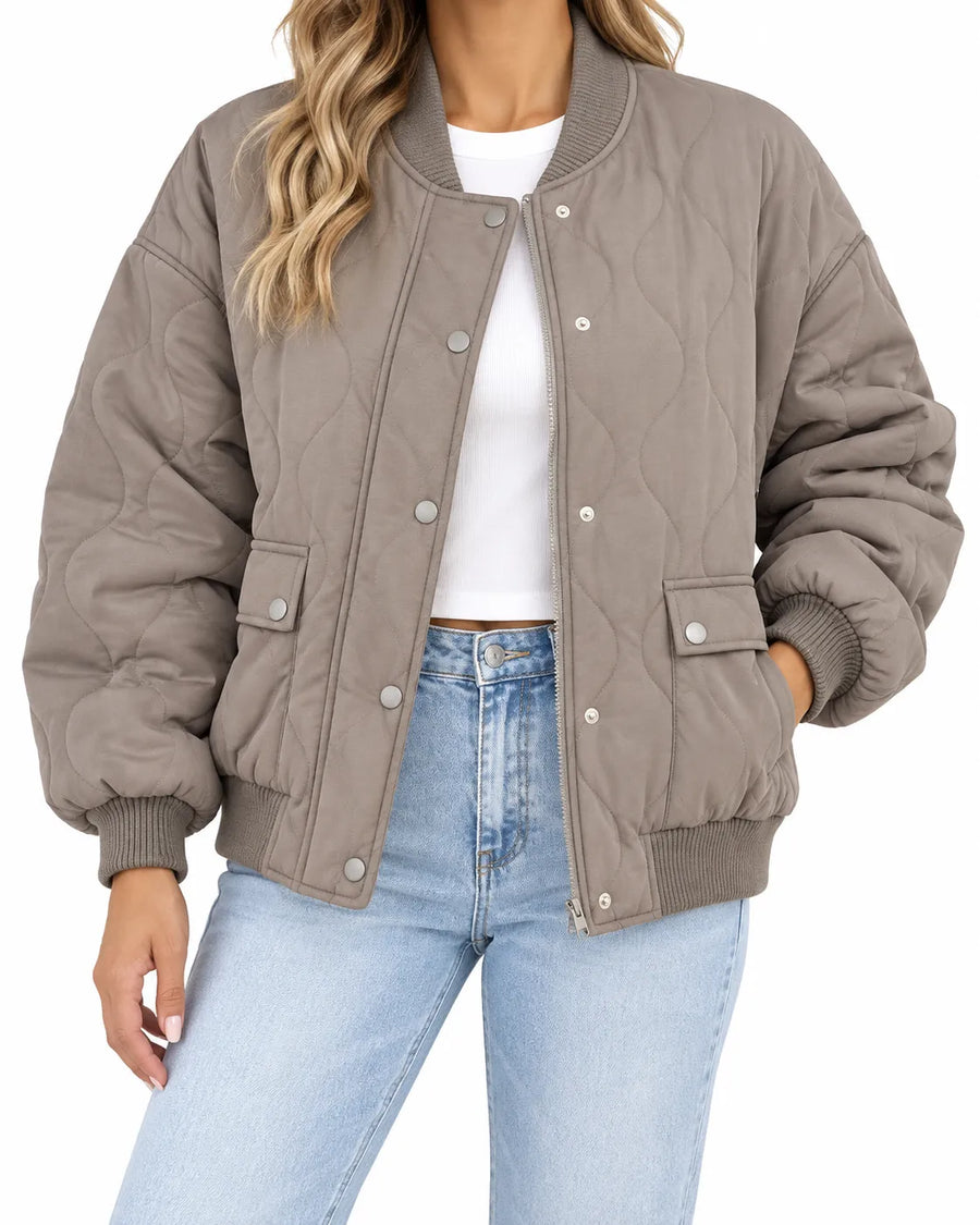 Veste Matelassée Femme Col Montant Boutonnée
