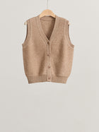 Women's Sleeveless Wool Cardigan - Beige