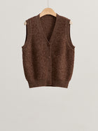 Women's Sleeveless Wool Cardigan - Brown