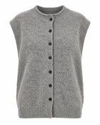Women's Gilet – Sleeveless High-Neck Knit - Grey