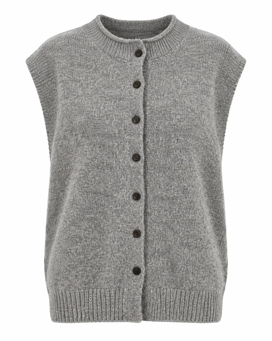 Gilet Maille Femme Col Montant Sans Manches