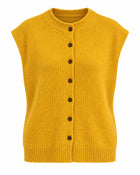 Women's Gilet – Sleeveless High-Neck Knit - Yellow