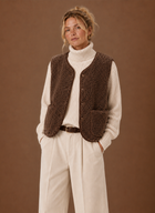 Women's Sleeveless Fleece Gilet - Brown
