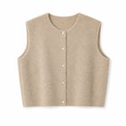 Women's Sleeveless Buttoned Gilet - Beige