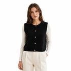 Women's Sleeveless Buttoned Gilet - Black