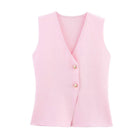 Women's Buttoned Sleeveless Gilet - Pink