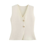 Women's Buttoned Sleeveless Gilet - White