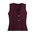 Women's Buttoned Sleeveless Gilet - Purple