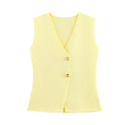 Women's Buttoned Sleeveless Gilet - Yellow