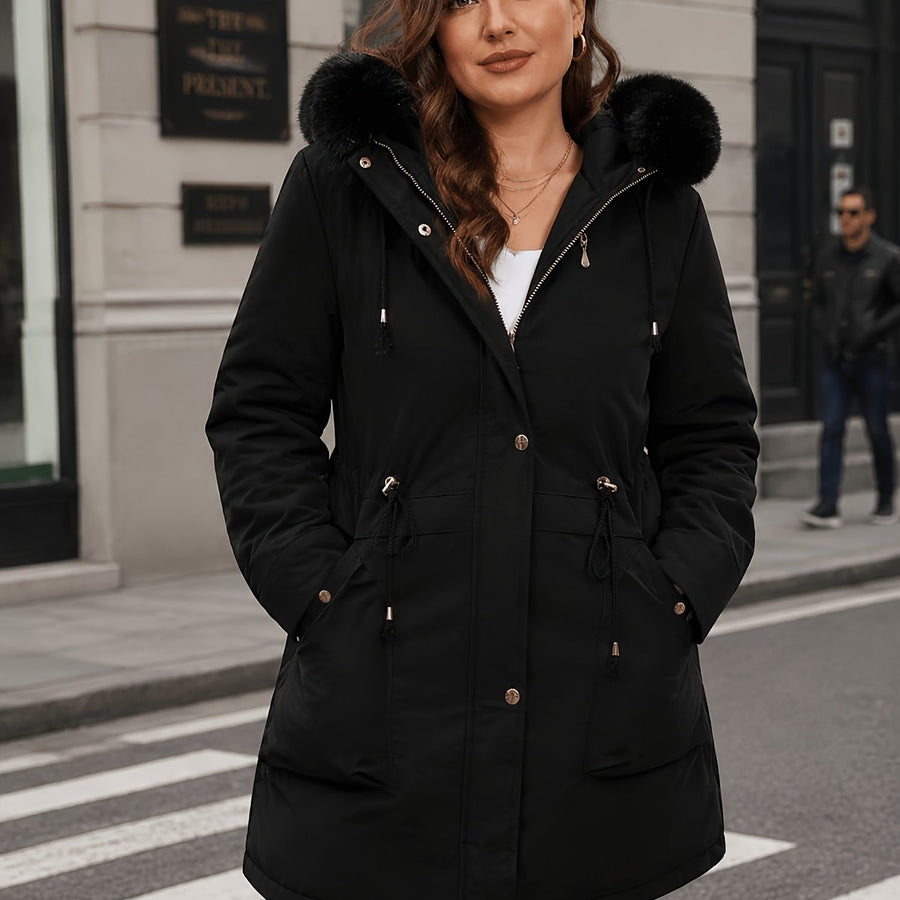 Parka Femme Grande Taille Mi-Longue à Capuche Zippée – vue produit 11