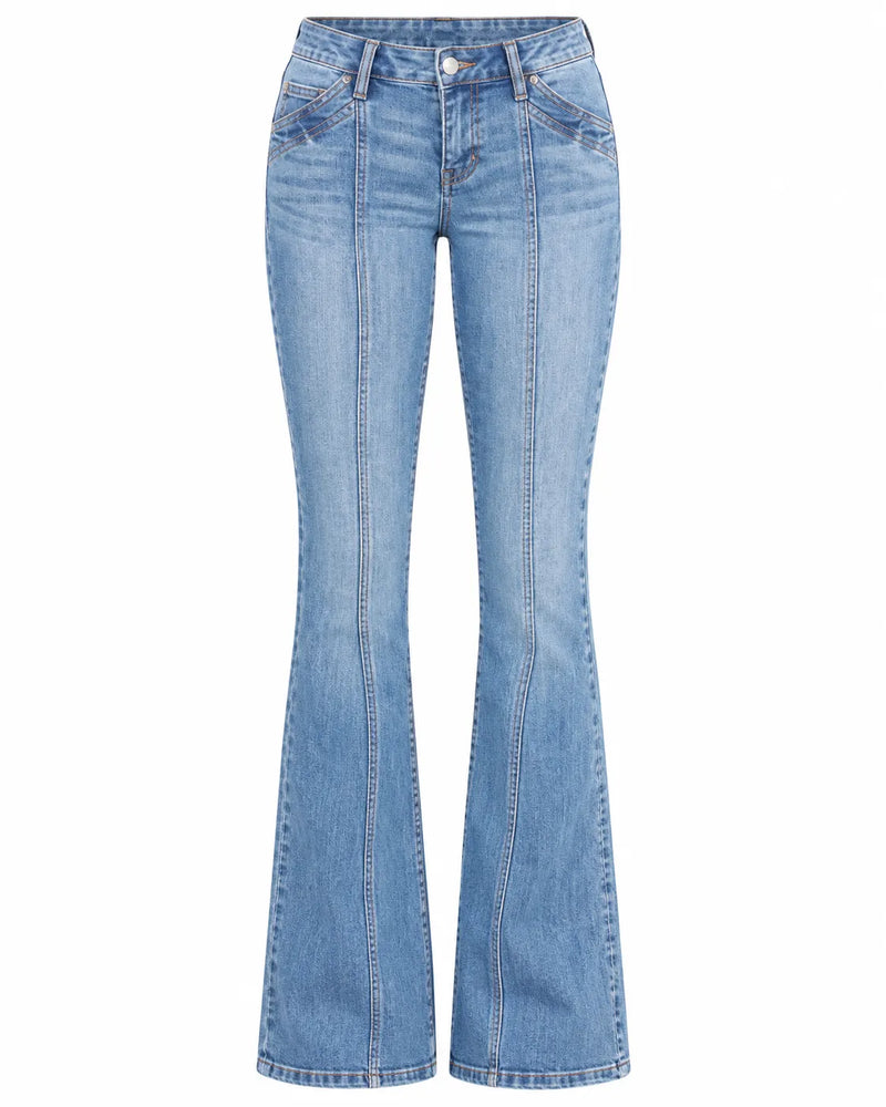Jean Bootcut Femme Taille Basse Effet Déchiré