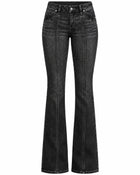 Women's Bootcut Jeans – Low-Rise Ripped Effect - Black