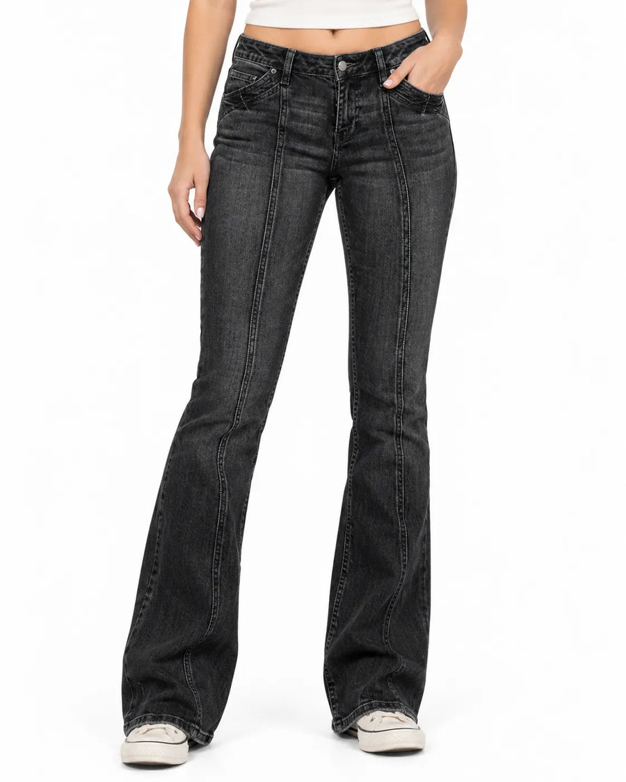 Jean Bootcut Femme Taille Basse Effet Déchiré