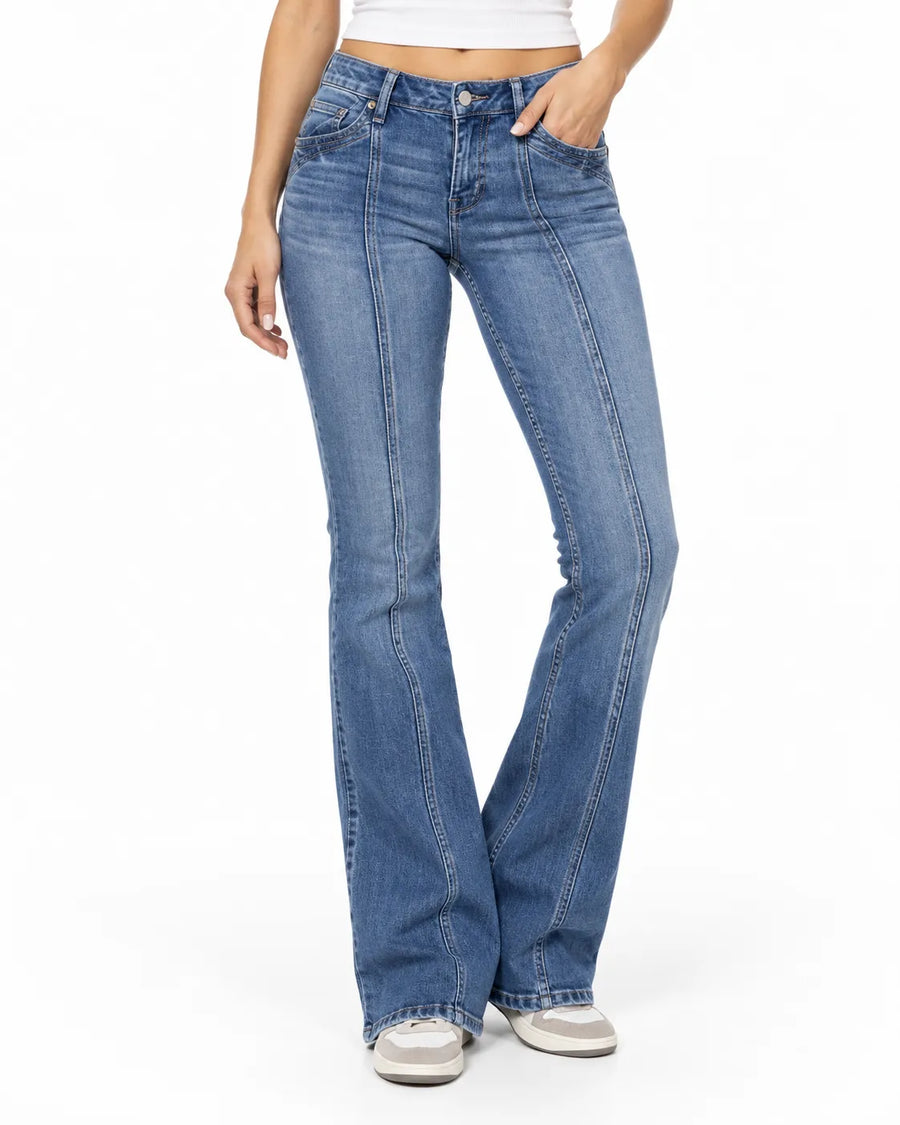 Jean Bootcut Femme Taille Basse Effet Déchiré