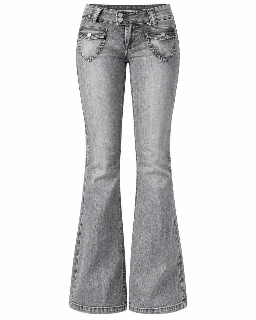 Jean Bootcut Femme Taille Basse Très Extensible