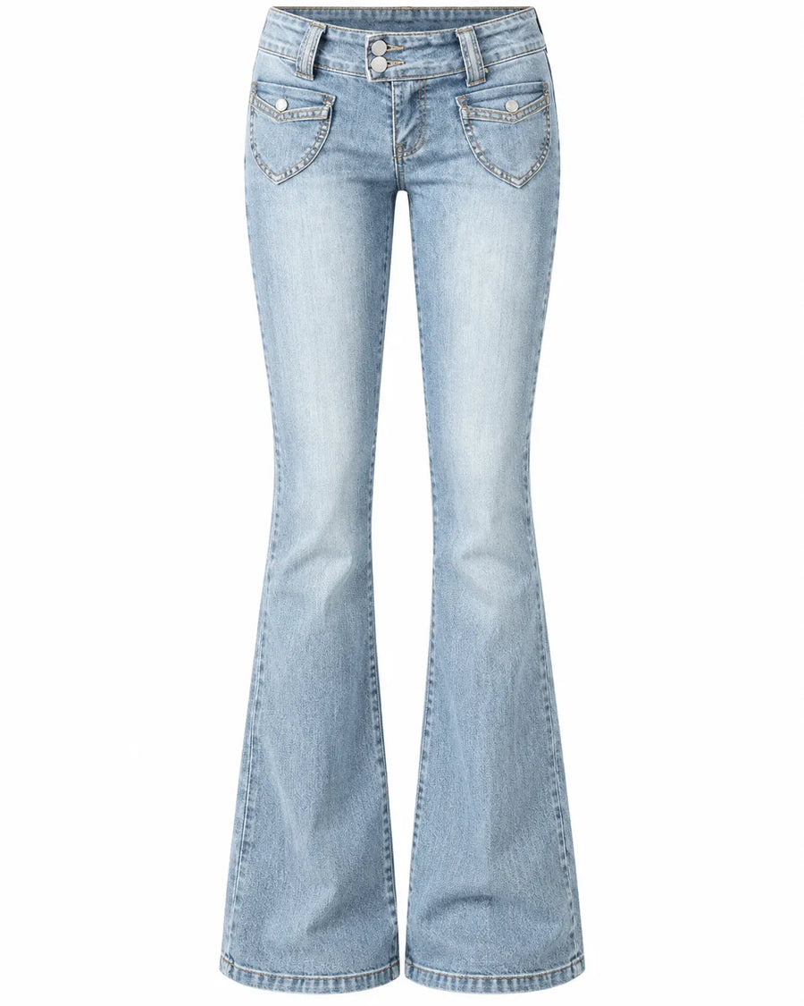 Jean Bootcut Femme Taille Basse Très Extensible
