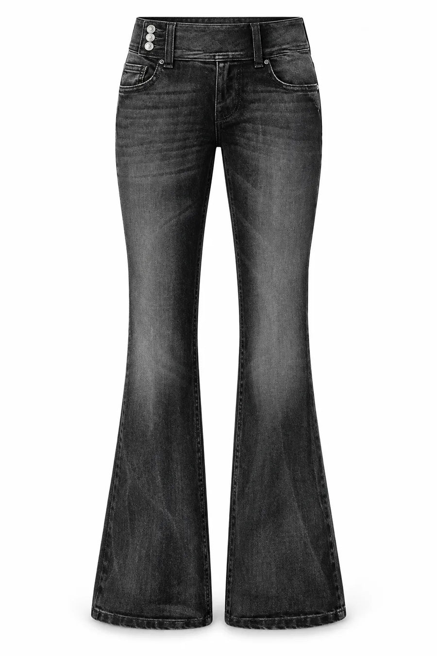 Jean Bootcut Femme Taille Mi-Haute Boutons Latéraux