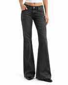 Women's Grey Bootcut Jeans – Mid-Rise Slim - Black
